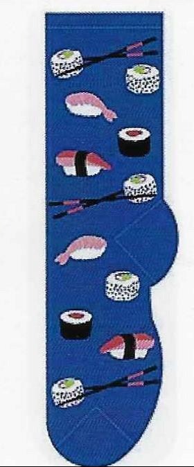Men's sushi themed socks in blue