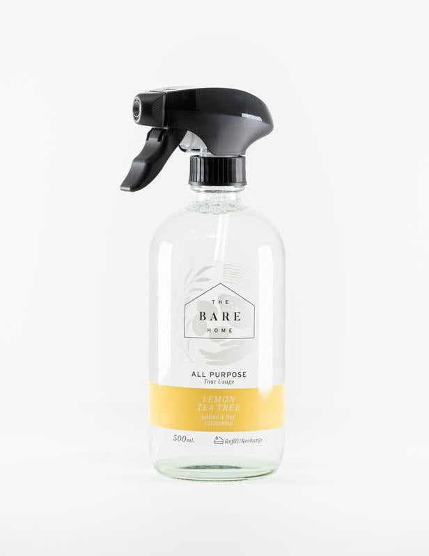 The Bare Home eco-sustainable natural cleaning spray scented with organic essential oils. Lemon tea tree scent.