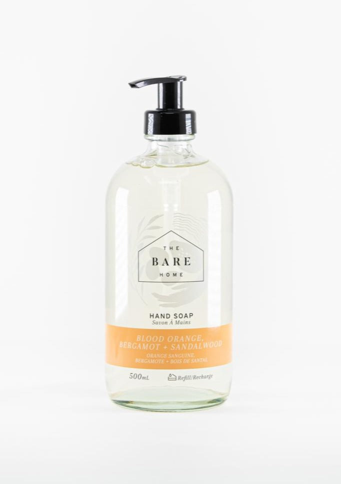 The Bare Home eco-sustainable natural hand soap. Blood orange, bergamot and sandalwood scented.