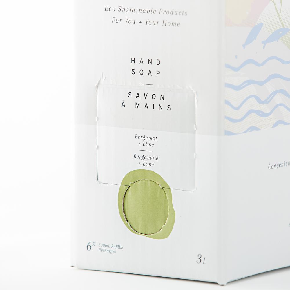 The Bare Home eco-sustainable natural hand soap refill kit. Bergamot and lime scented.