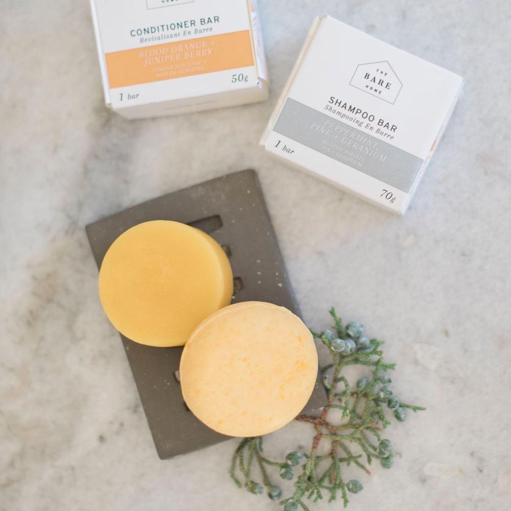 The Bare Home blood orange and juniper berry shampoo bar for strong, lustrous locks.