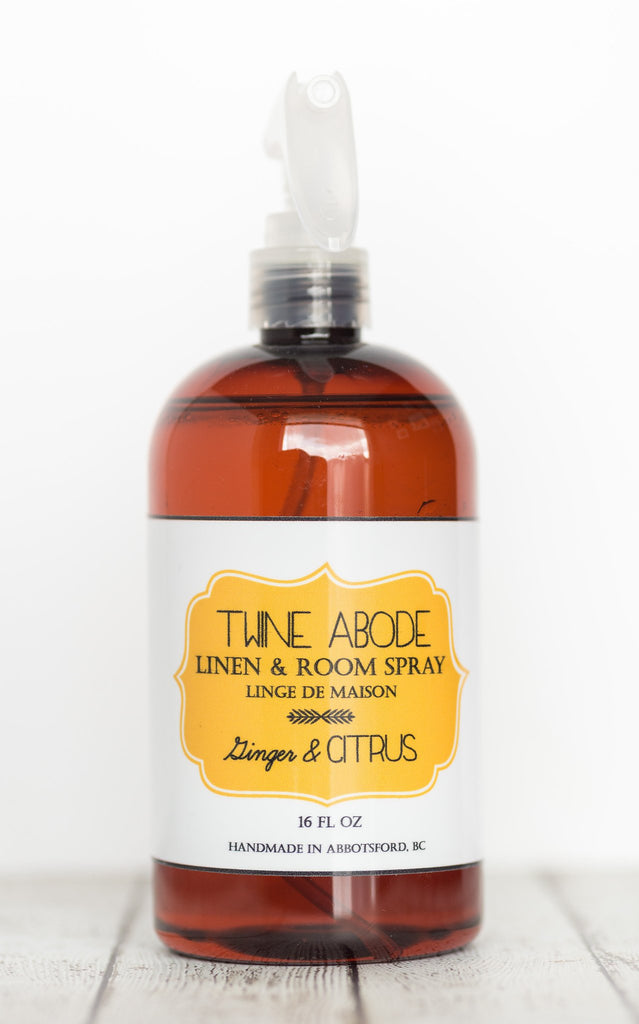 Linen and room spray in Ginger and Citrus scent. Free of all parabens, formaldehyde, phylates, laureths, petroleum and artificial colourants.