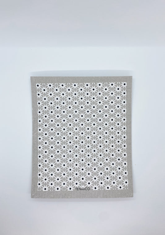 Eco-friendly sponge cloth in grey starburst pattern, replace the use of up to 17 rolls of paper towel