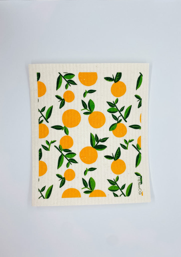 Eco-friendly sponge cloth in orange pattern, replace the use of up to 17 rolls of paper towel