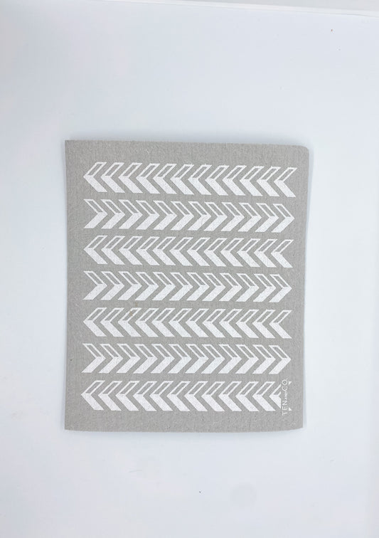 Eco-friendly sponge cloth in grey arrows pattern, replace the use of up to 17 rolls of paper towel