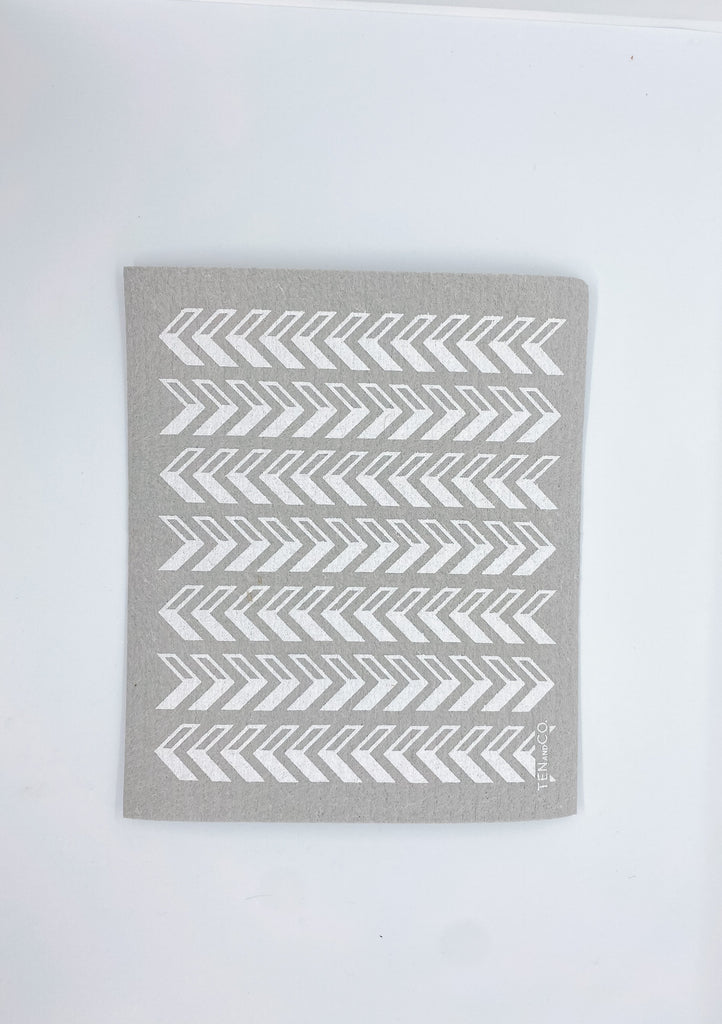 Eco-friendly sponge cloth in grey arrows pattern, replace the use of up to 17 rolls of paper towel