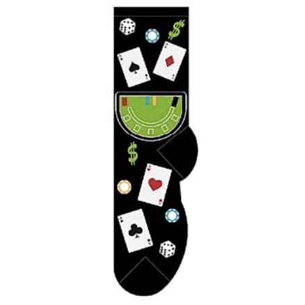 Men's blackjack themed socks in black