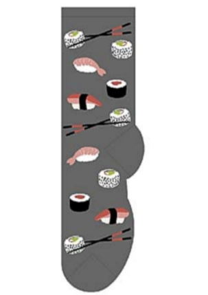 Men's sushi themed socks in grey