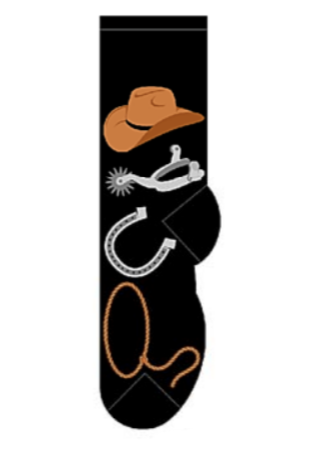 Men's Cowboy themed socks in black