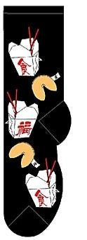 Men's Chinese Takeout themed socks in black