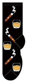 Men's scotch and cigar themed socks in black