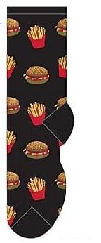 Burger and fries themed men's socks in black