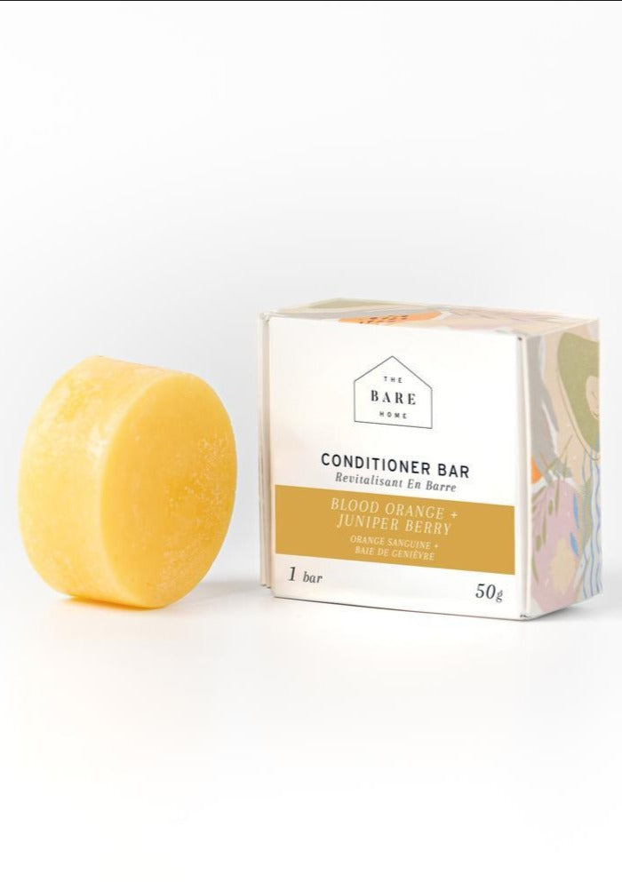 The Bare Home blood orange & juniper berry conditioner bar for strong, lustrous locks.