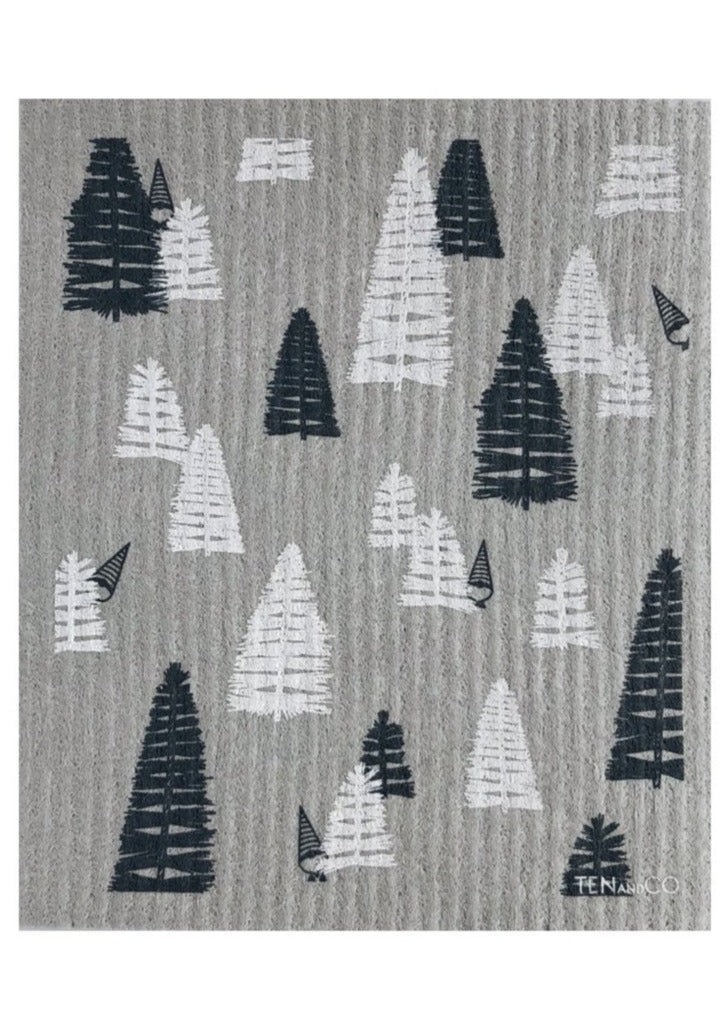 Eco-friendly sponge cloth in grey elf pattern, replace the use of up to 17 rolls of paper towel