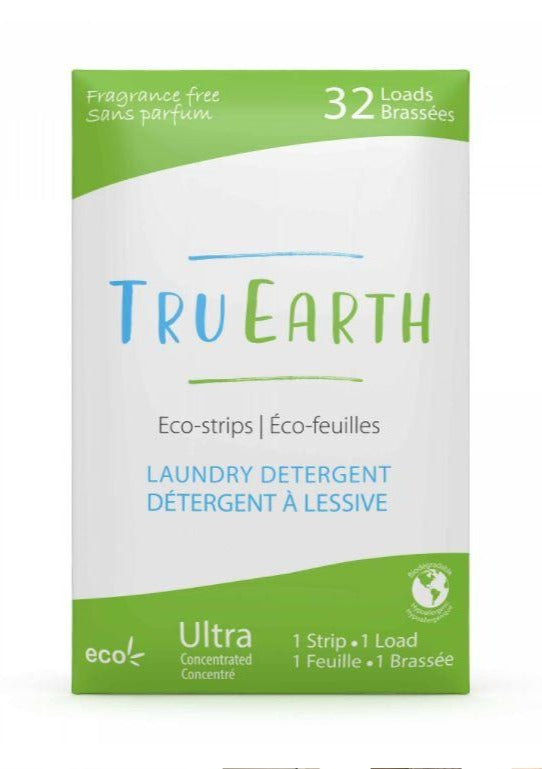 Tru Earth laundry detergent eco-strips. Ultra-concentrated, hypoallergenic and eco-friendly.